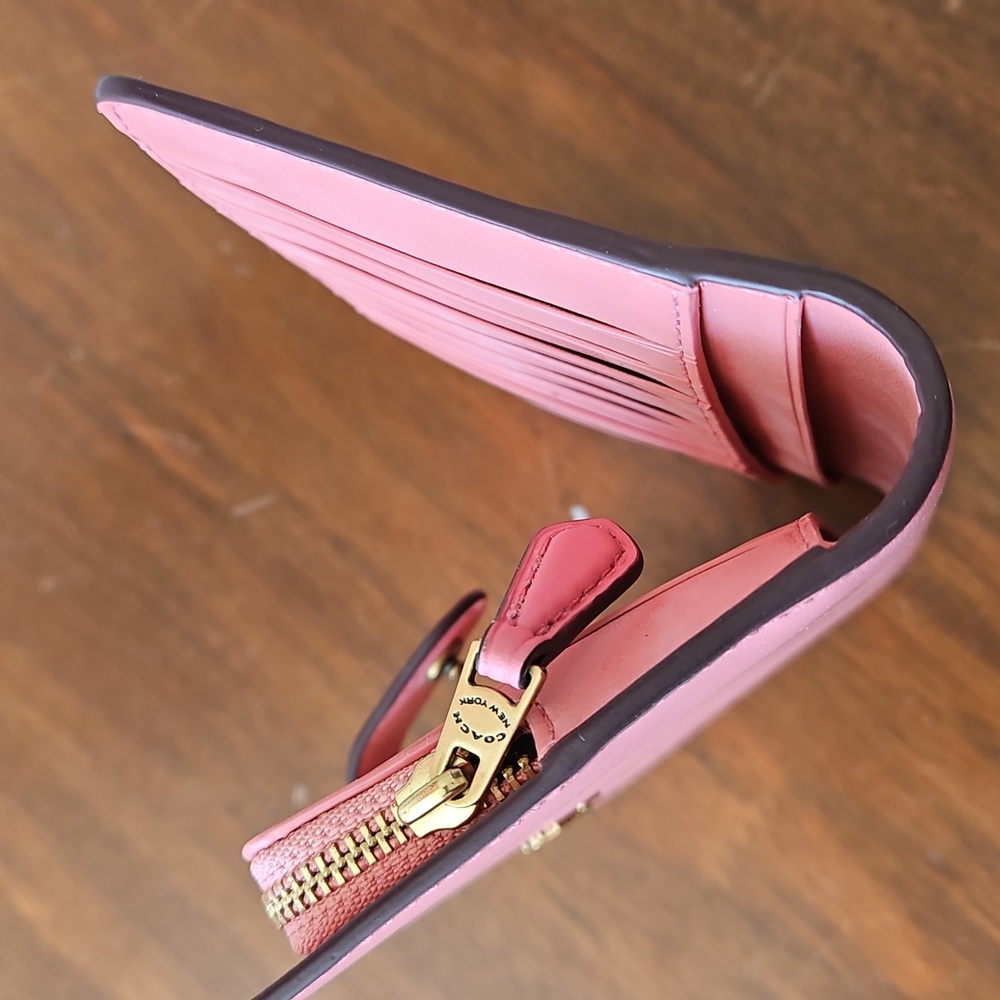 Coach Slim Smooth Pink Leather Wallet - Picture 6 of 14